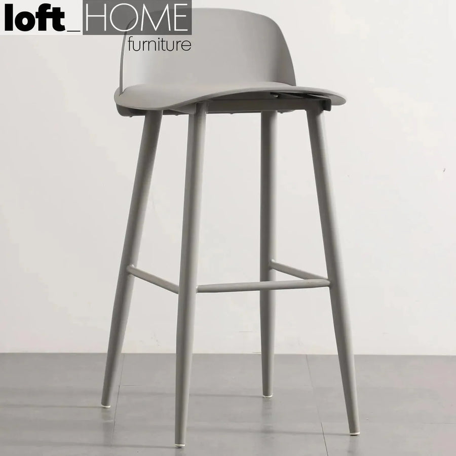 Modern plastic bar chair normann pp grey primary product view.