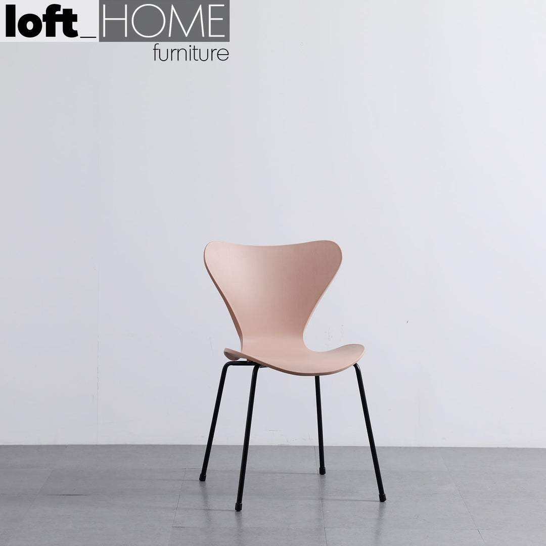 Scandinavian plastic dining chair ant layered structure.