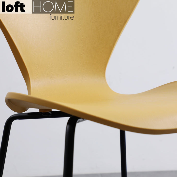 Scandinavian plastic dining chair ant color swatches.