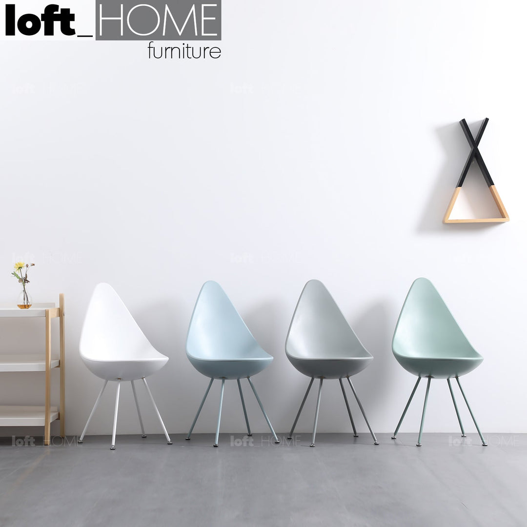 Scandinavian plastic dining chair dewy primary product view.