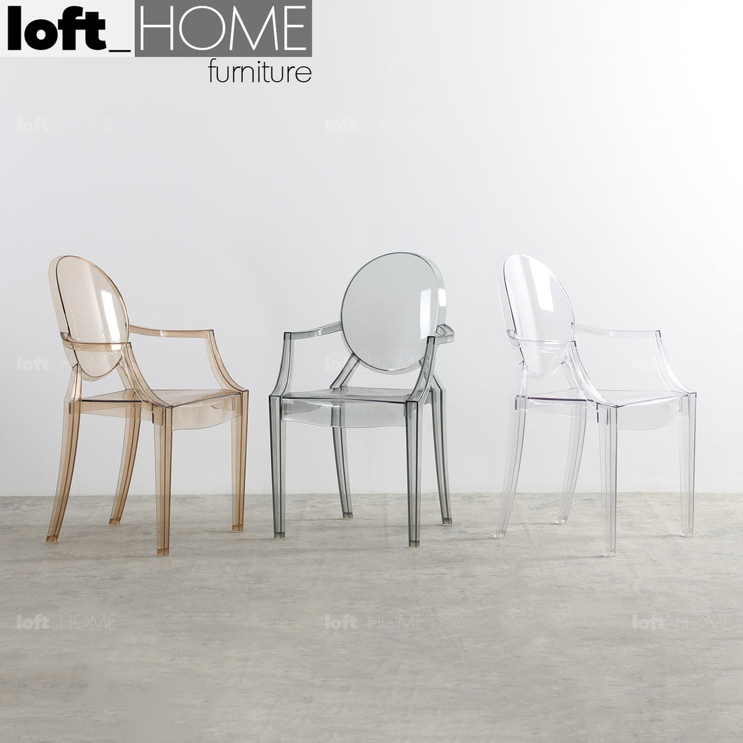 Scandinavian plastic dining chair ghost lou primary product view.