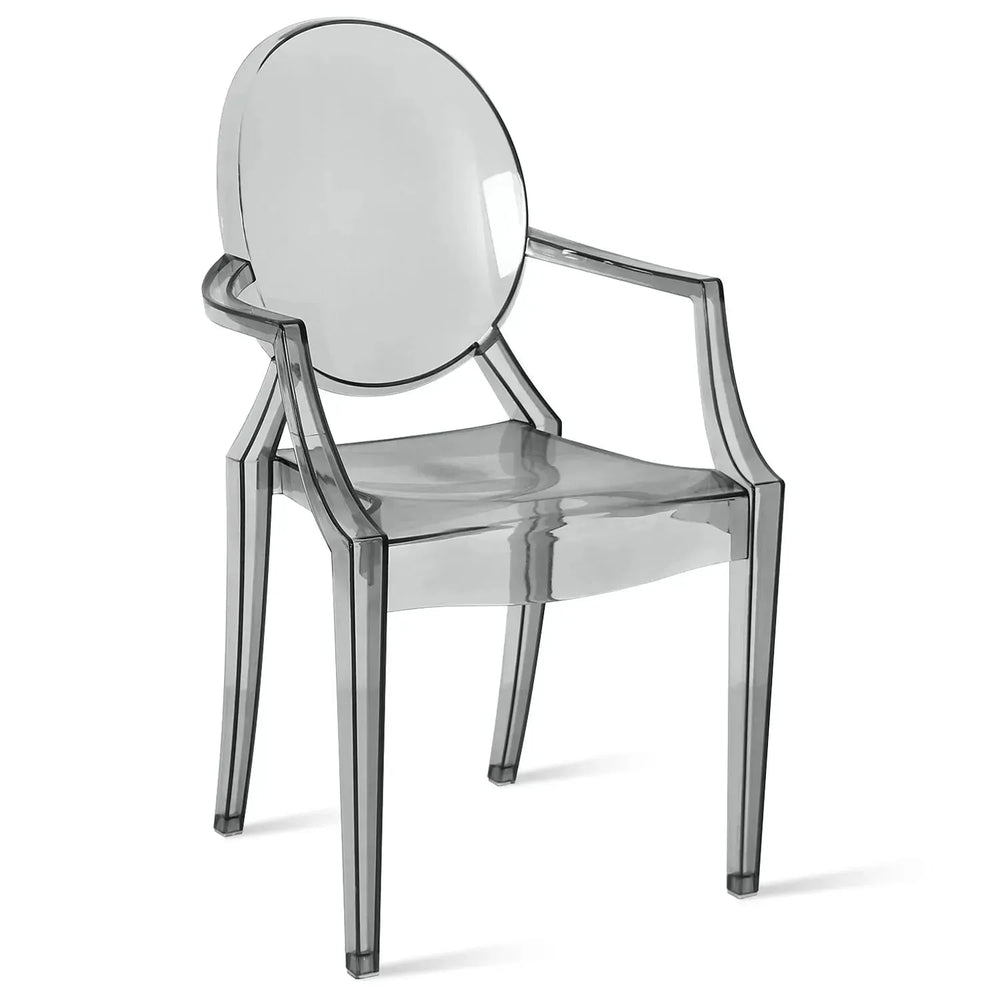 Contemporary plastic dining chair ghost lou layered structure.