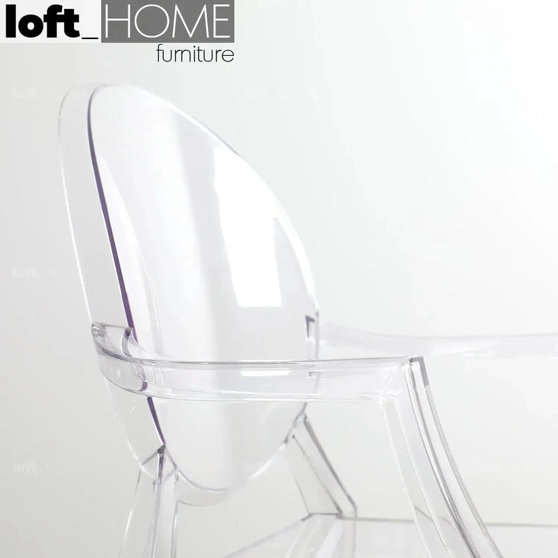 Bauhaus plastic dining chair ghost lou in close up details.