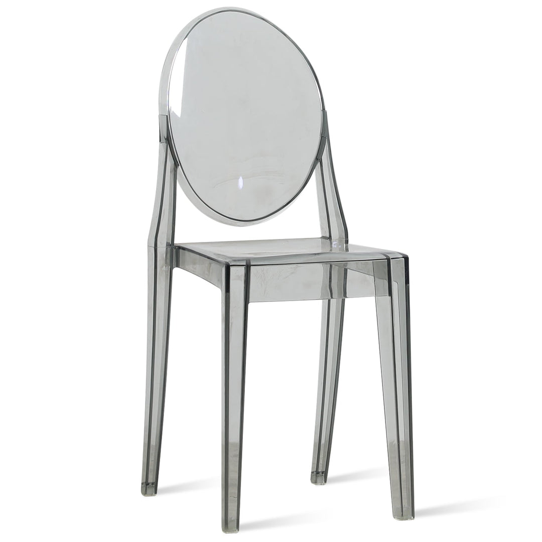 Scandinavian plastic dining chair ghost vee layered structure.