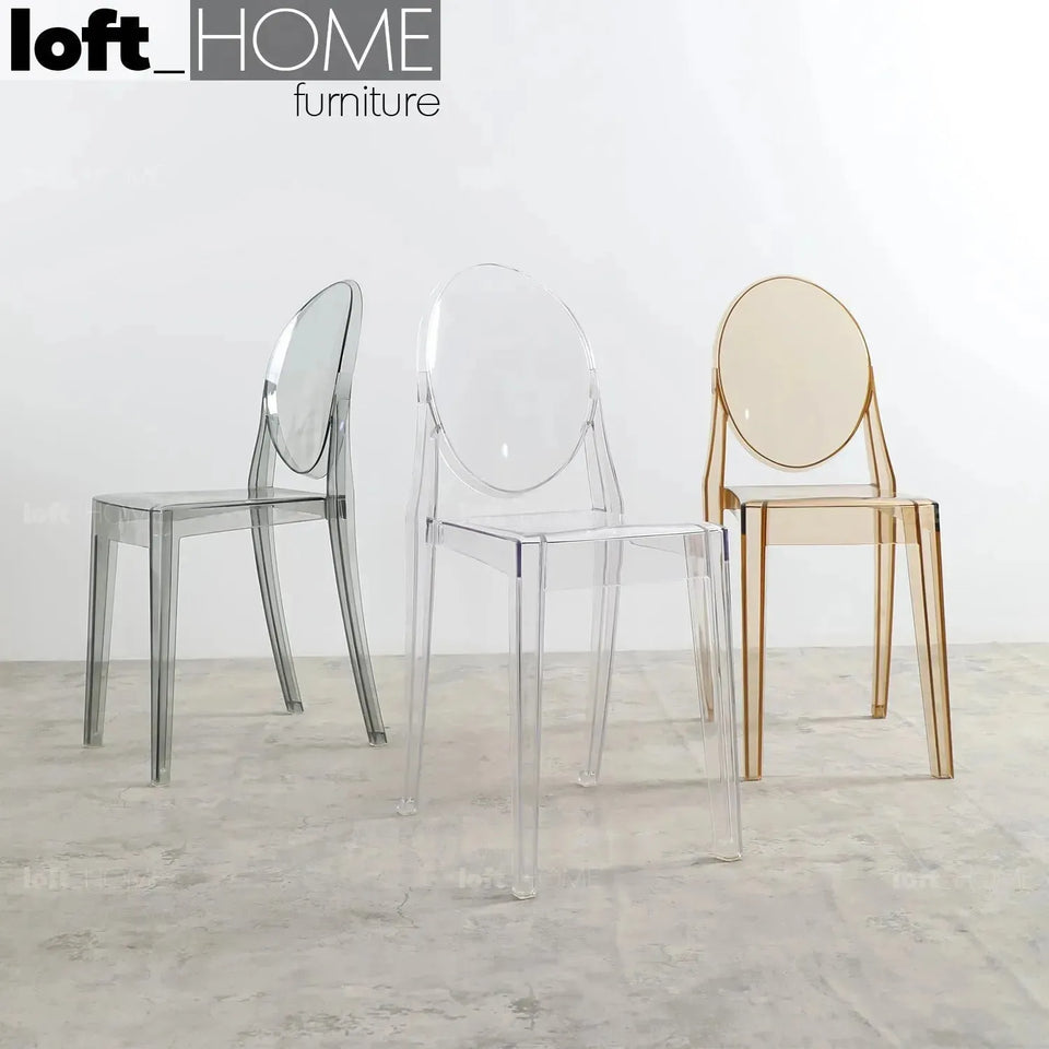 Bauhaus plastic dining chair ghost vee primary product view.