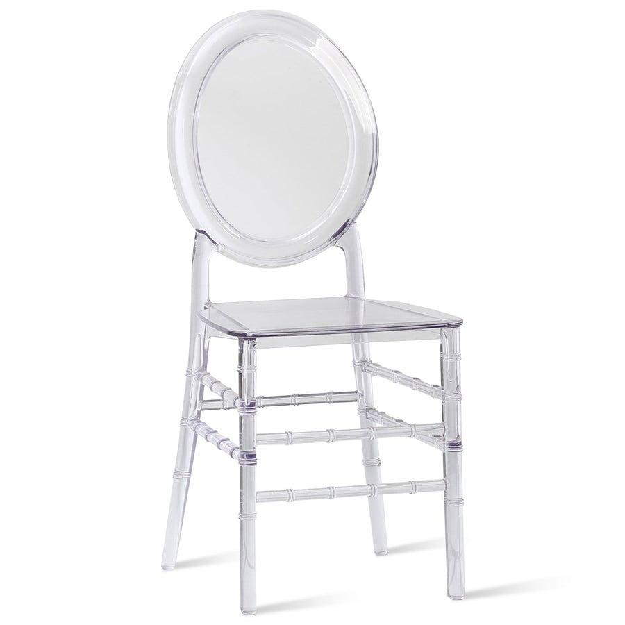 Scandinavian plastic dining chair gia in white background.