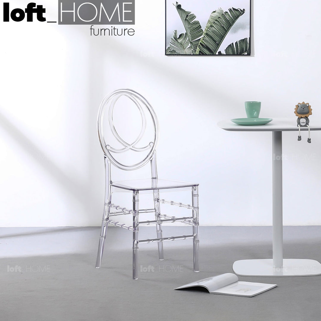 Scandinavian plastic dining chair isa primary product view.