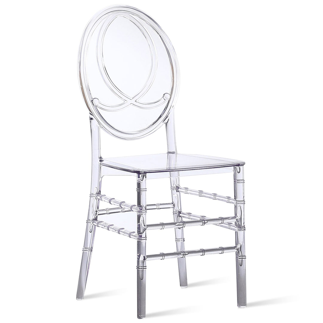 Scandinavian plastic dining chair isa in white background.