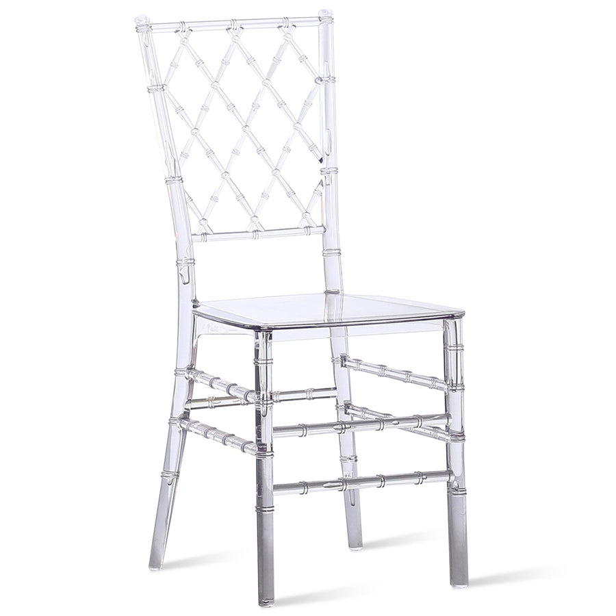 Scandinavian plastic dining chair kara in white background.
