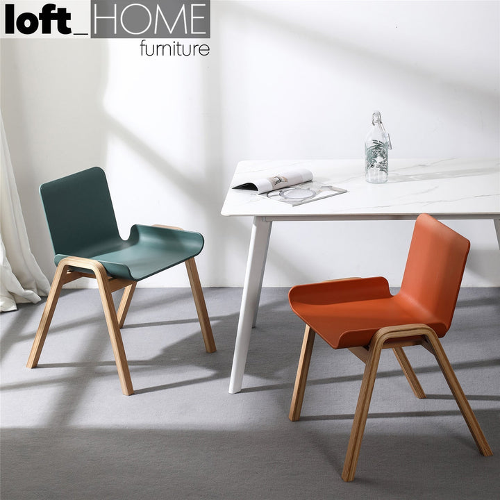 Scandinavian plastic dining chair larch situational feels.