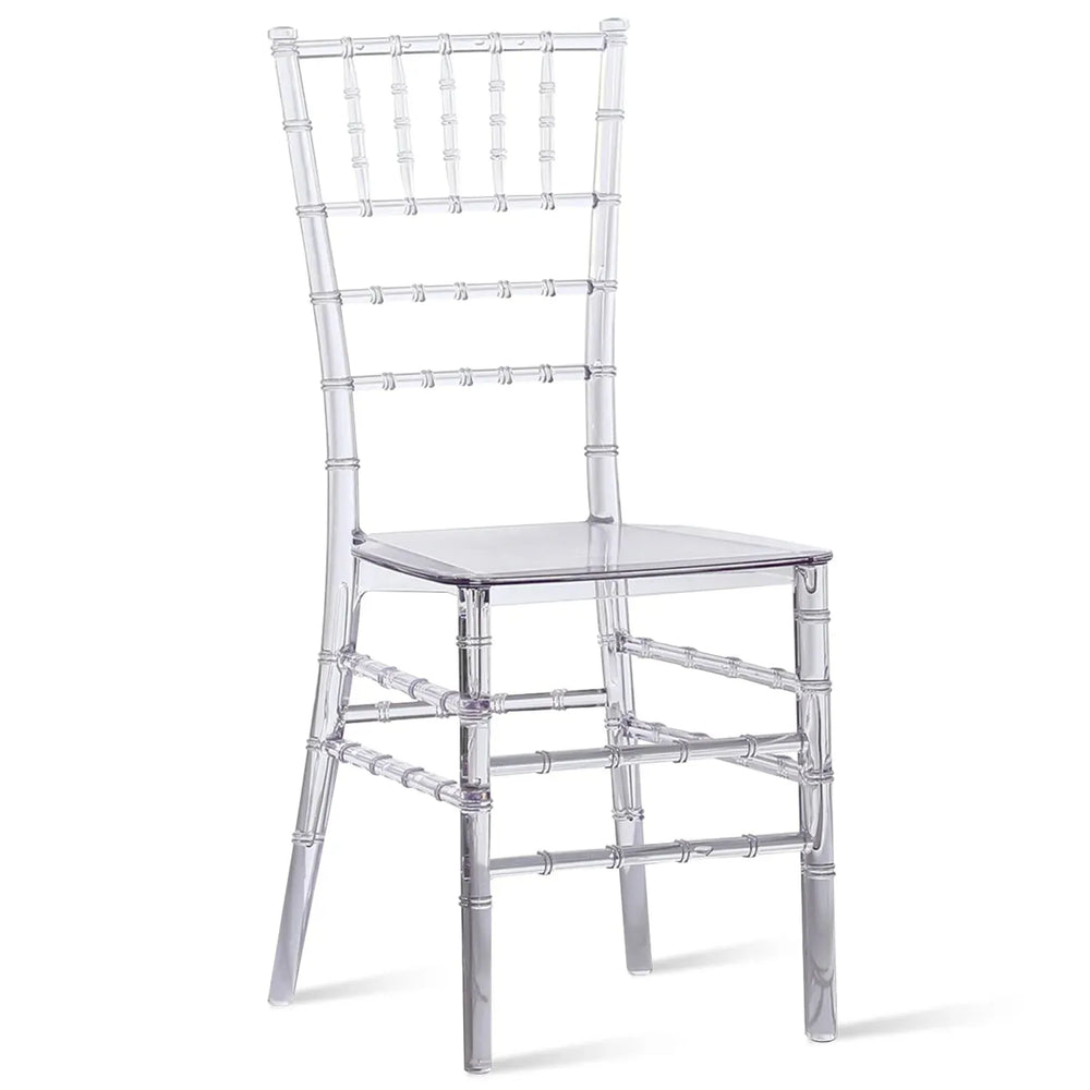 Contemporary plastic dining chair luka in white background.