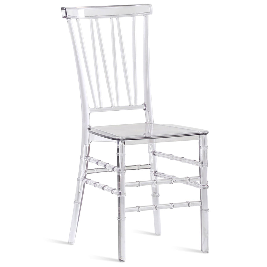 Scandinavian plastic dining chair mia in white background.