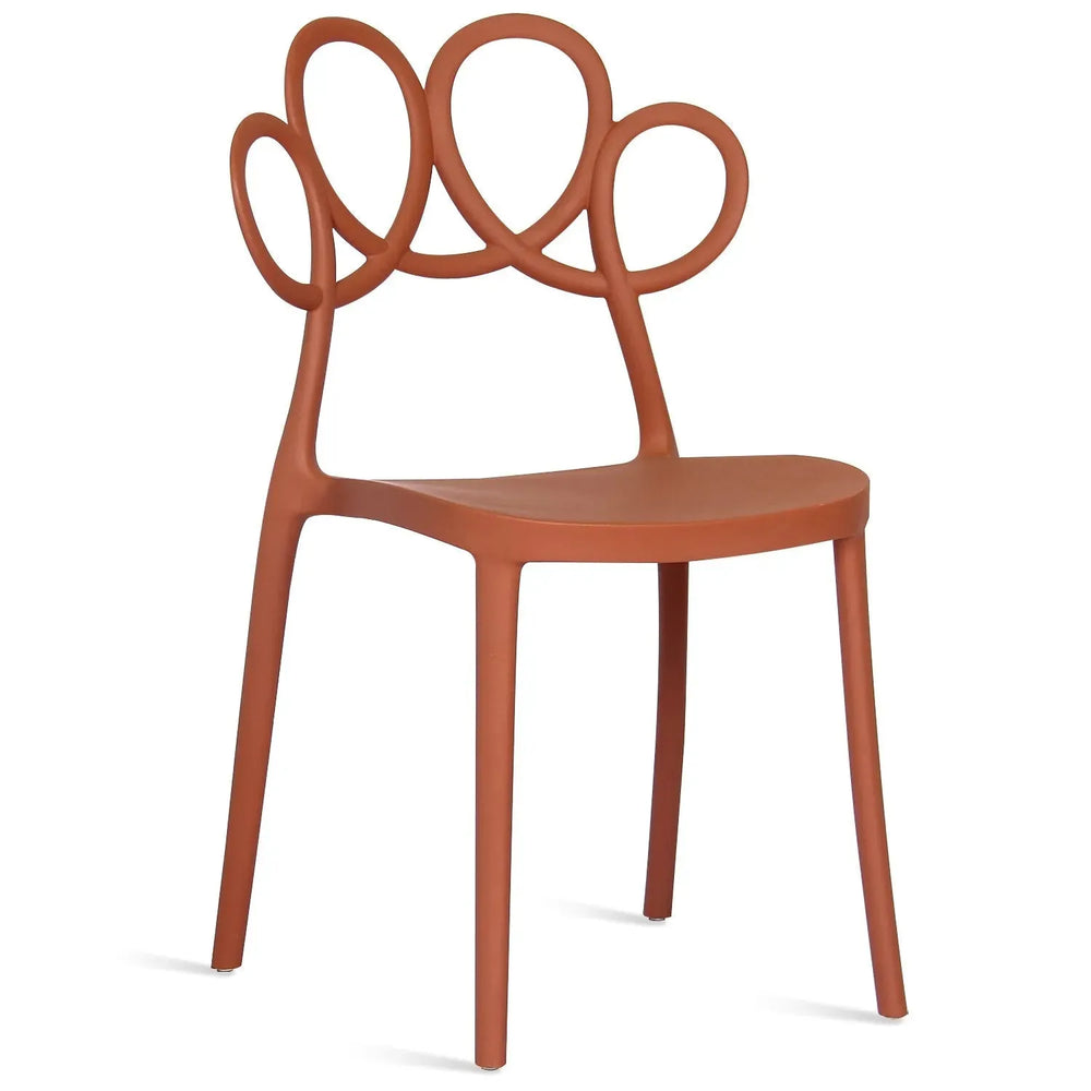 Modern plastic dining chair mila in white background.