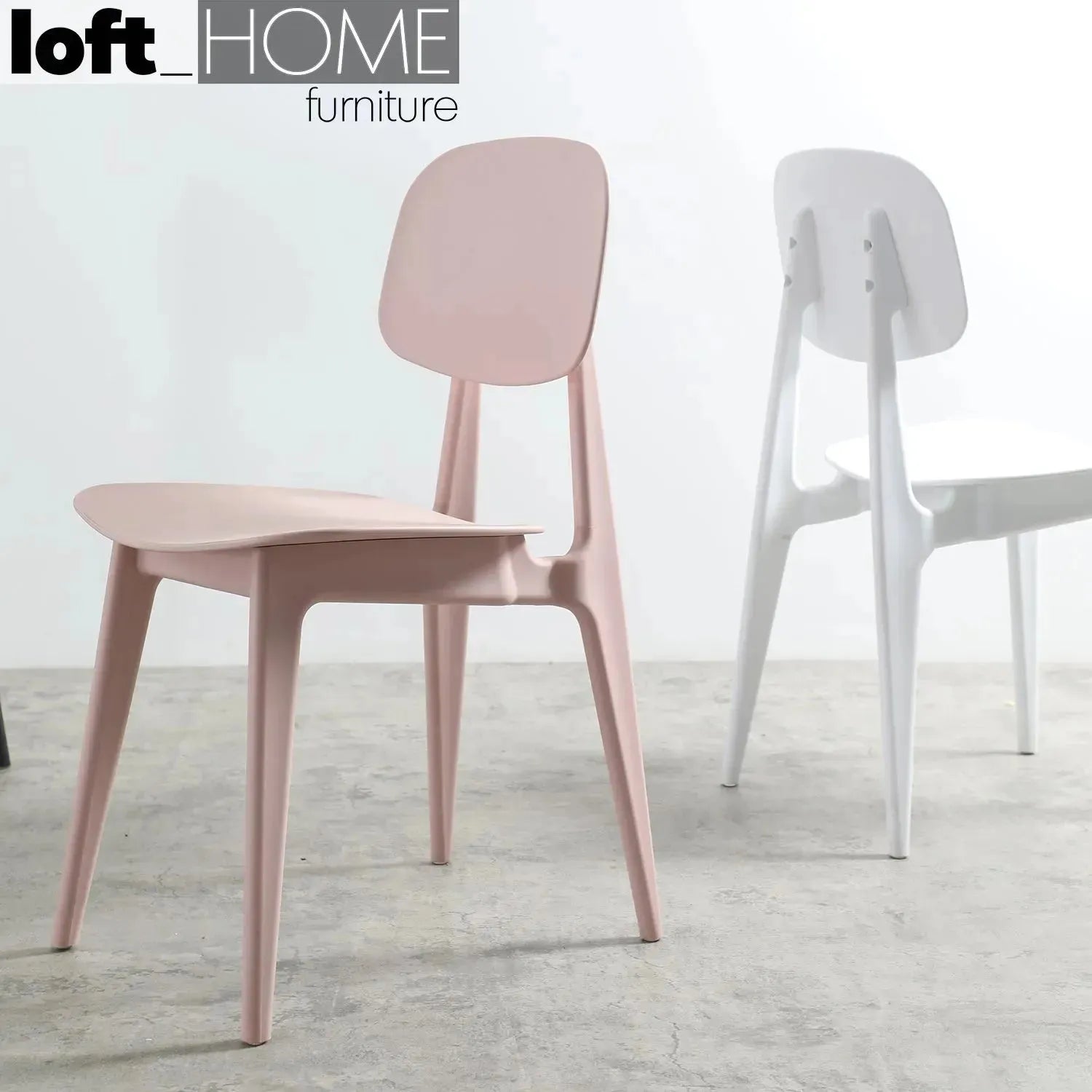 Contemporary plastic dining chair olga material variants.