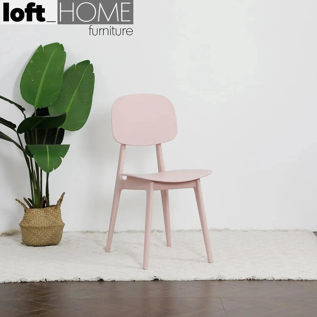 Contemporary plastic dining chair olga in close up details.