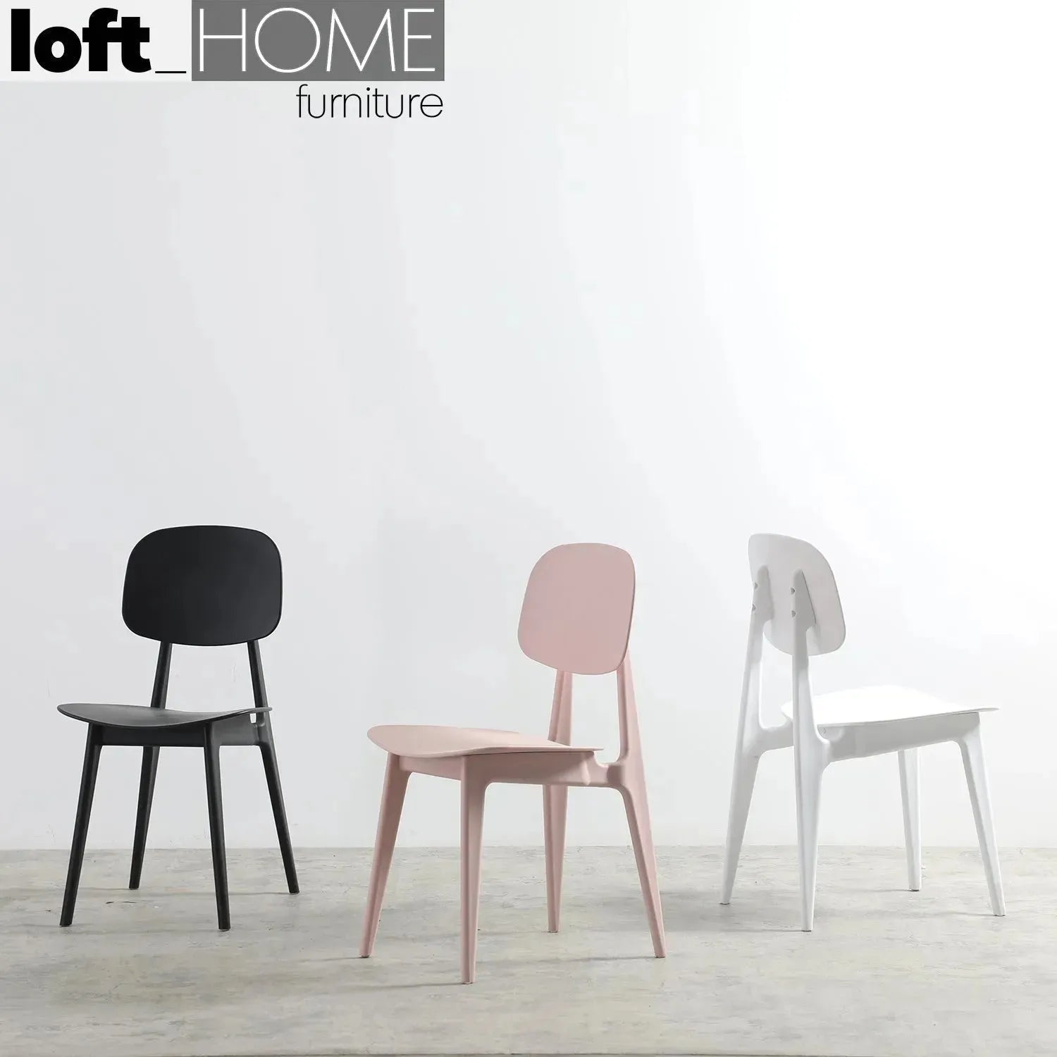 Contemporary plastic dining chair olga with context.