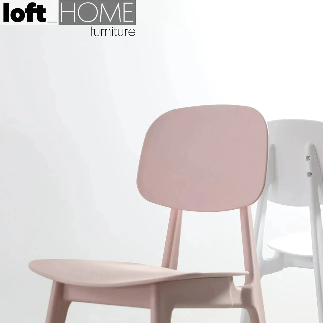 Contemporary plastic dining chair olga in panoramic view.