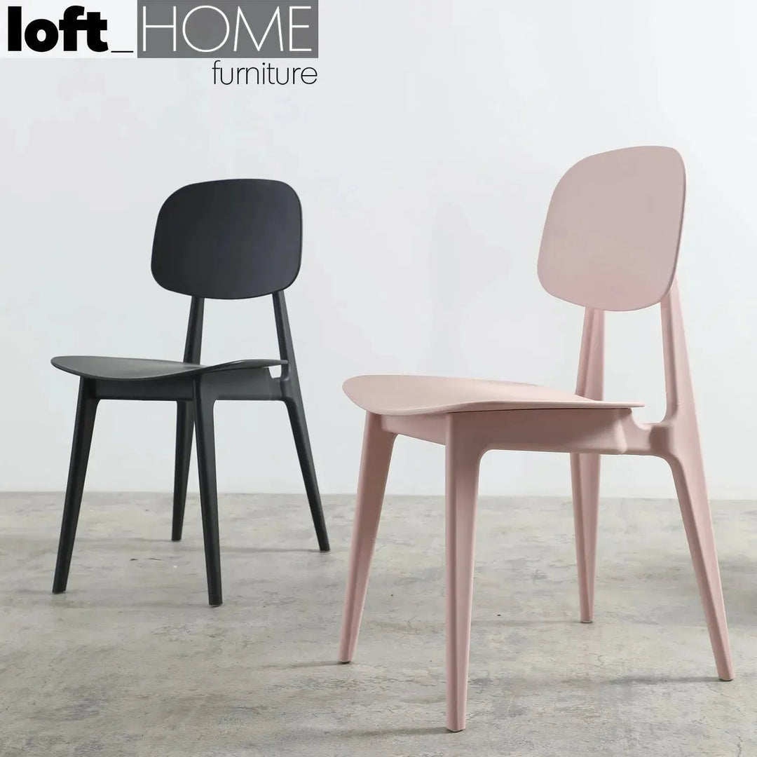 Contemporary plastic dining chair olga in details.
