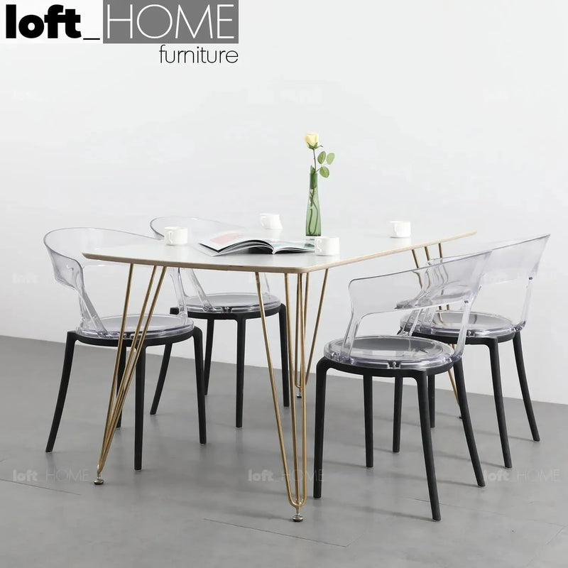 Contemporary plastic dining chair renzo material variants.