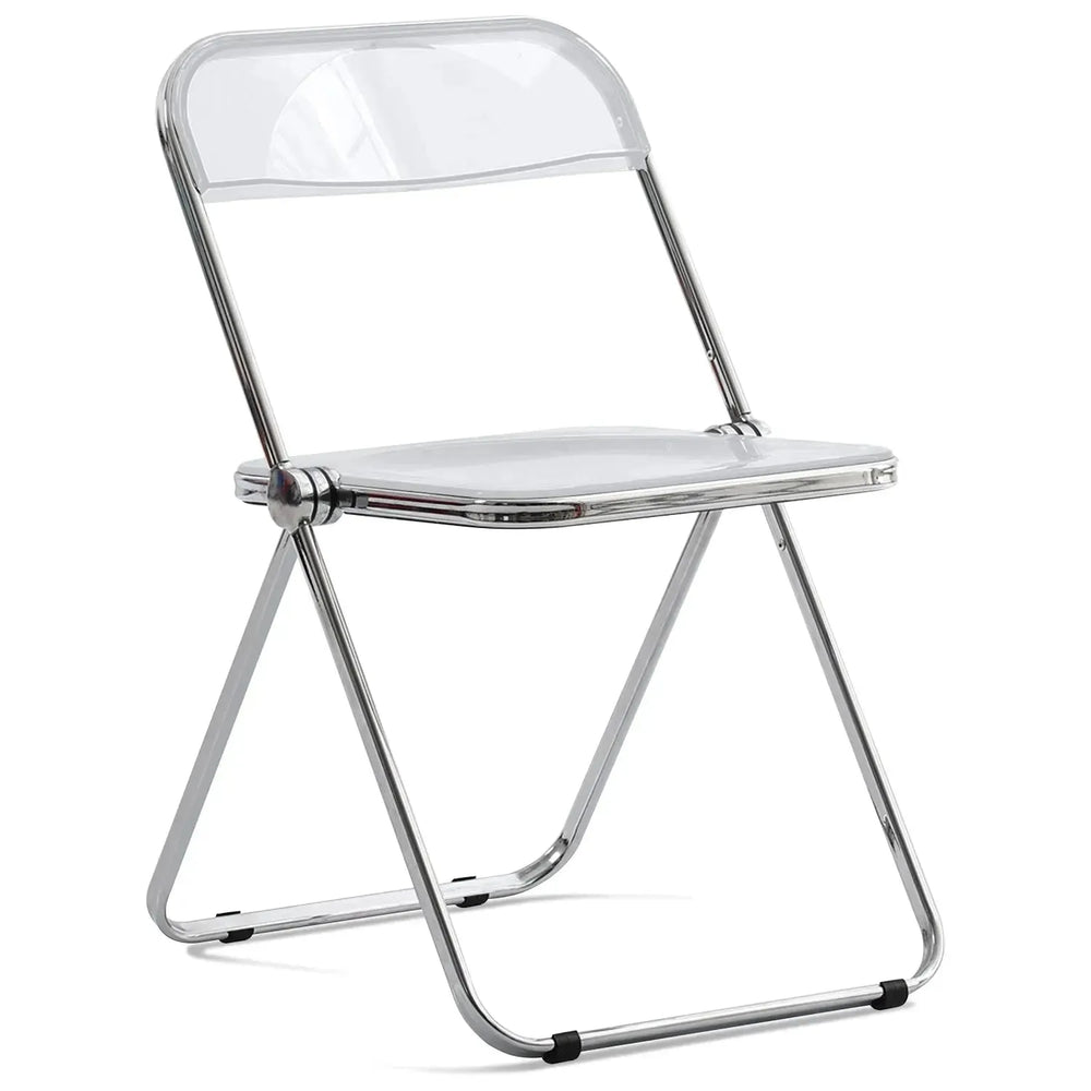 Contemporary plastic foldable office chair fikas in white background.