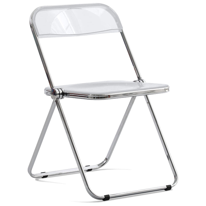 Scandinavian plastic foldable office chair fikas in white background.