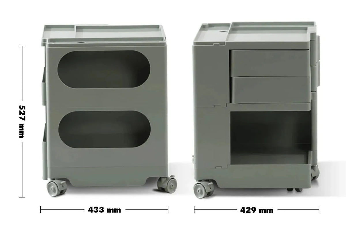 Bauhaus plastic wheeled trolley side table boby small size charts.