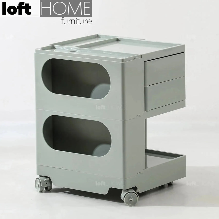 Modern plastic wheeled trolley side table boby small primary product view.