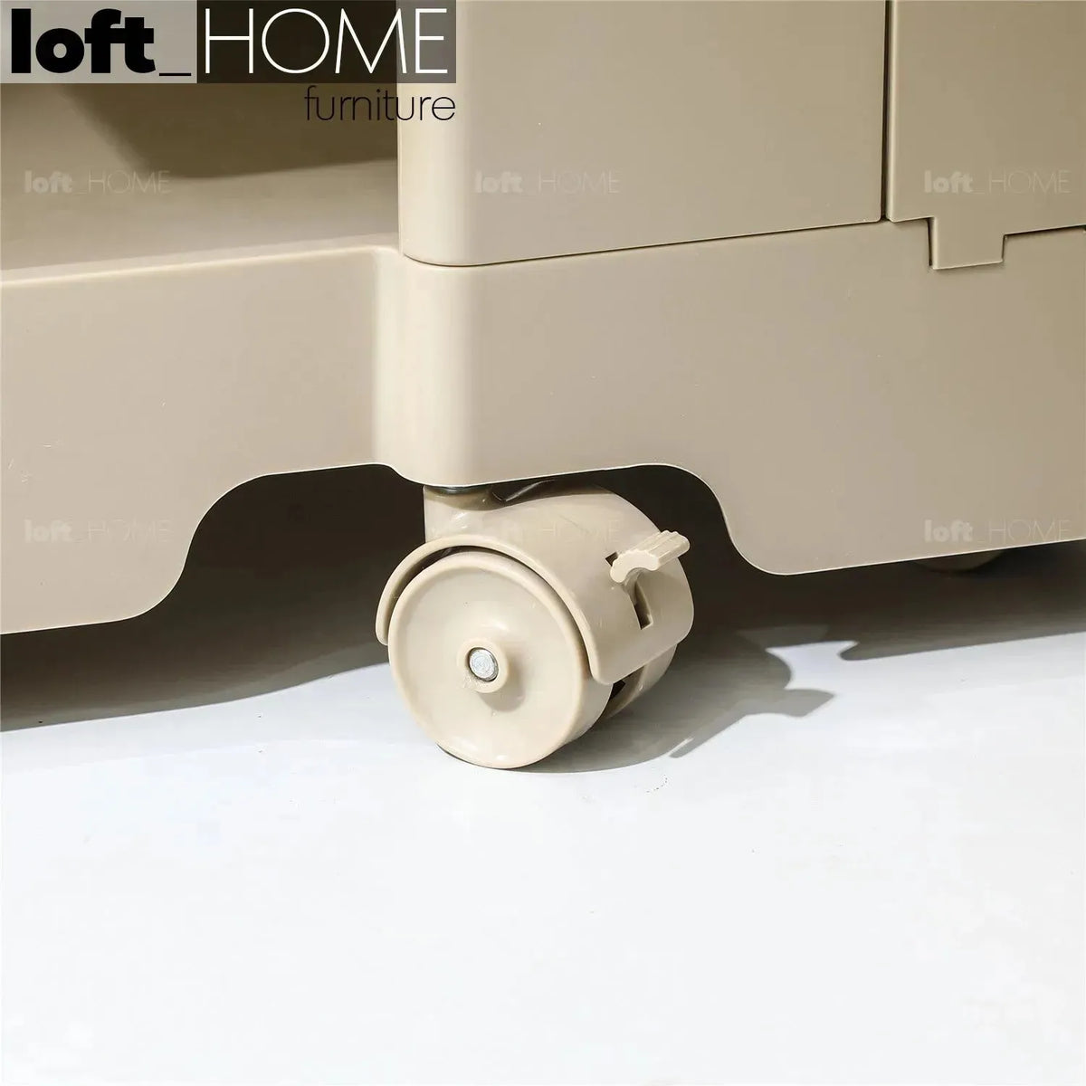 Bauhaus plastic wheeled trolley side table boby small in real life style.
