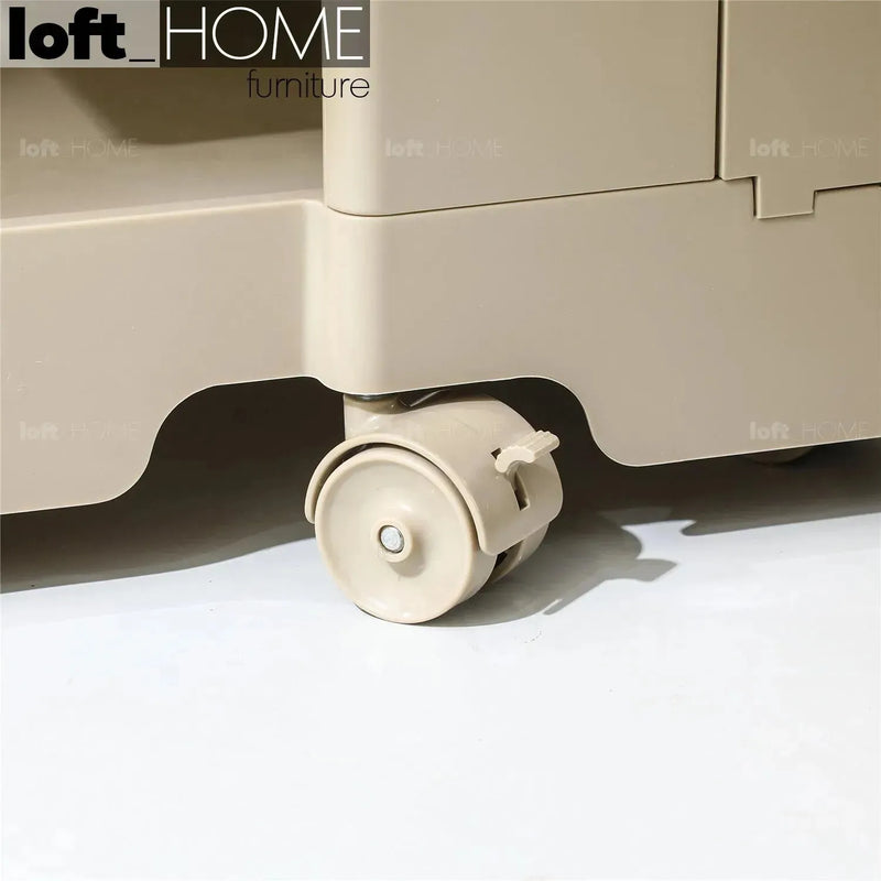 Bauhaus plastic wheeled trolley side table boby small in real life style.