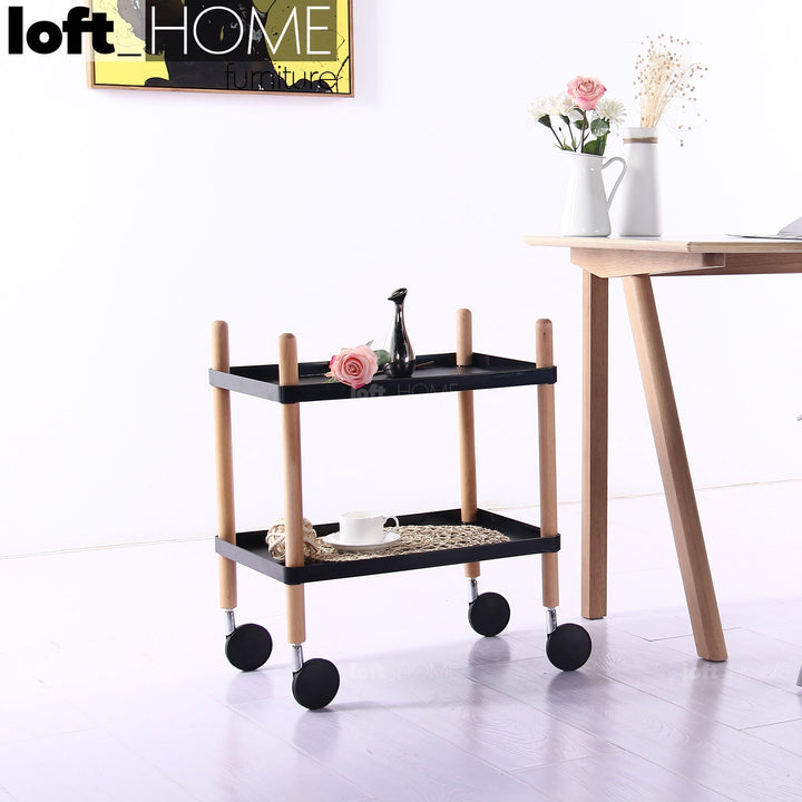 Scandinavian plastic wheeled trolley side table danish 2 in real life style.