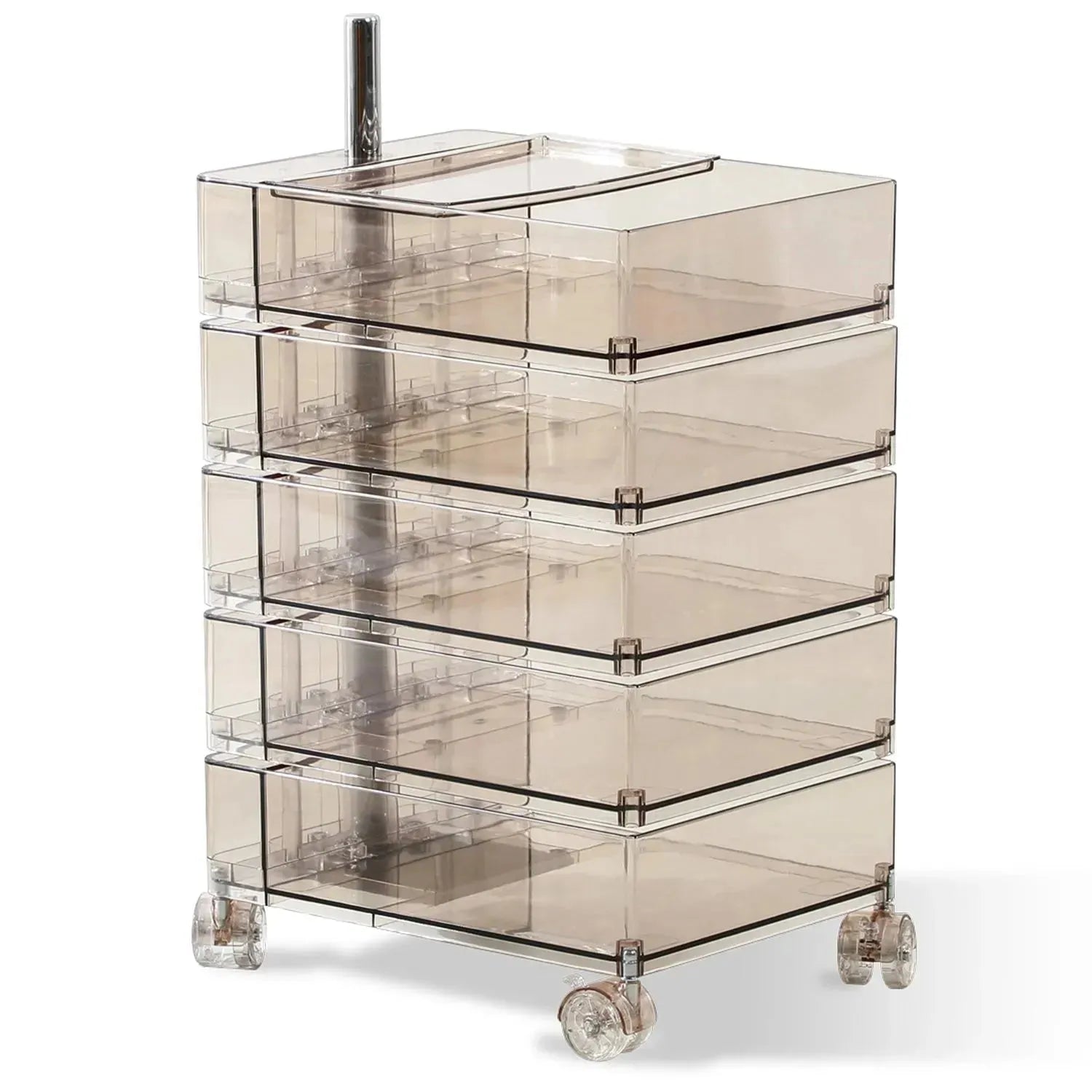 Side Desk Rolly Scandinavian Plastic Wheeled Trolley Side Table ROLLY CLEAR – LOFT HOME