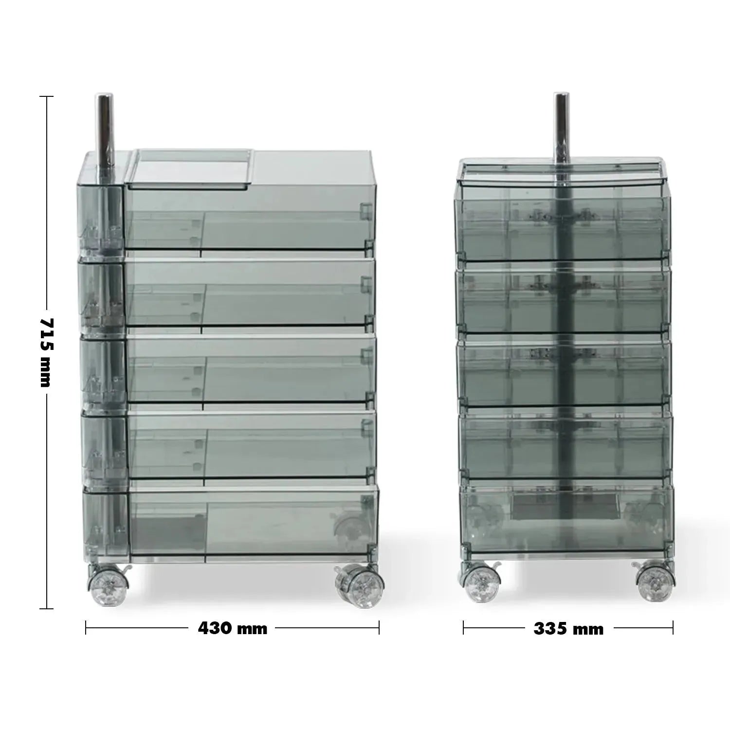 Side Desk Rolly Contemporary Plastic Wheeled Trolley Side Table ROLLY CLEAR – LOFT HOME