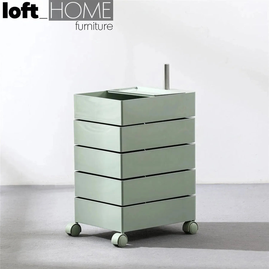 Modern plastic wheeled trolley side table rolly primary product view.