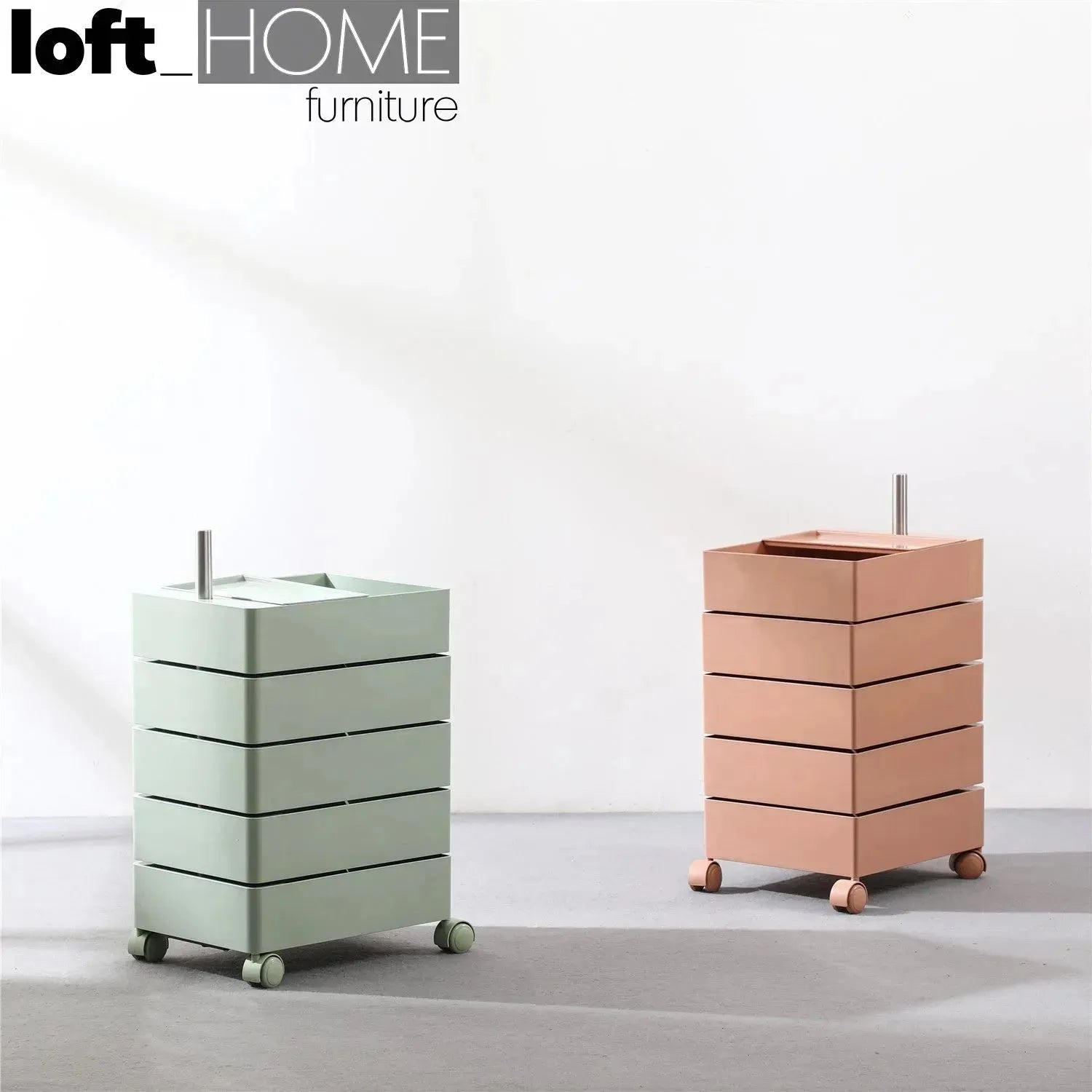 Side Desk Rolly Scandinavian Plastic Wheeled Trolley Side Table ROLLY – LOFT HOME