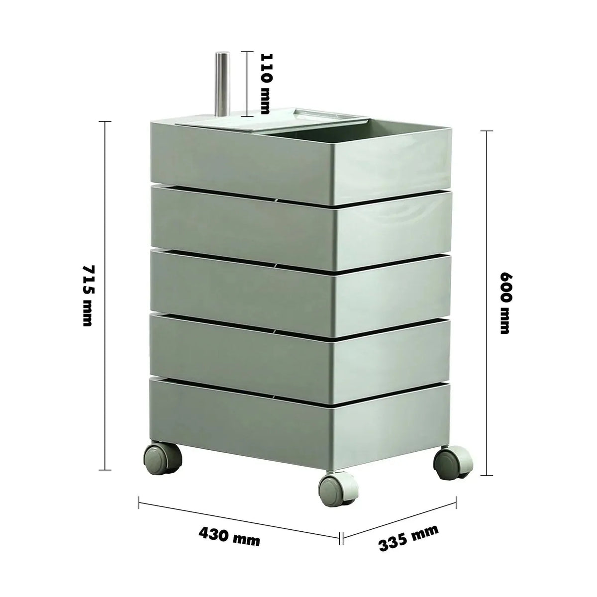 Bauhaus plastic wheeled trolley side table rolly size charts.