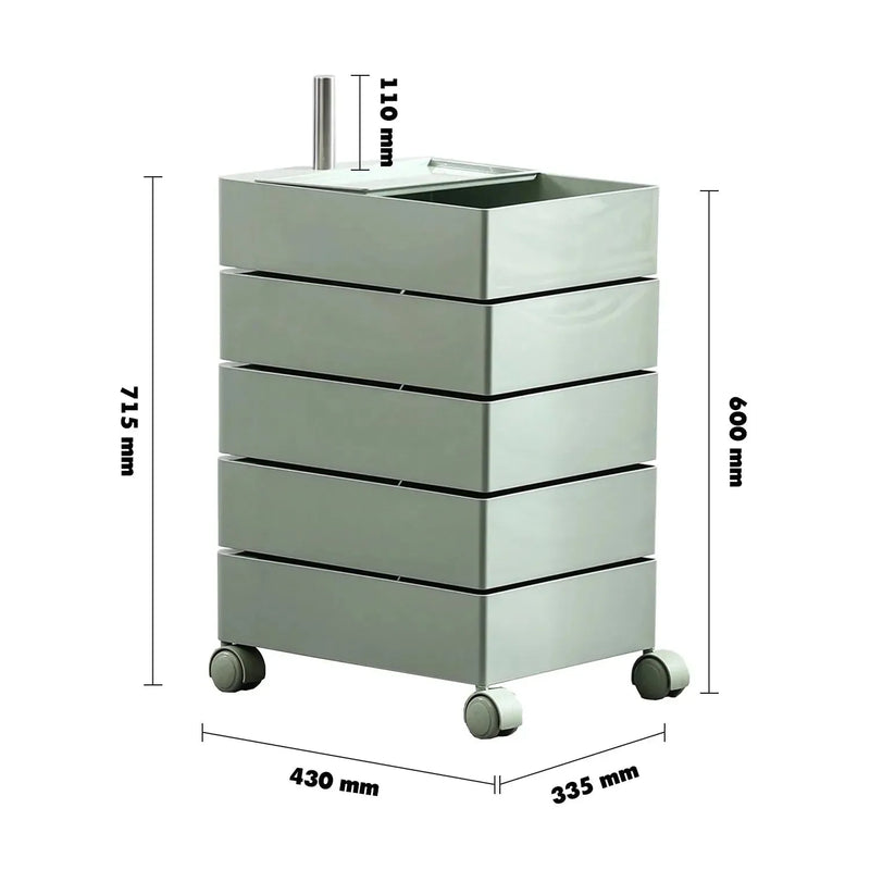 Bauhaus plastic wheeled trolley side table rolly size charts.
