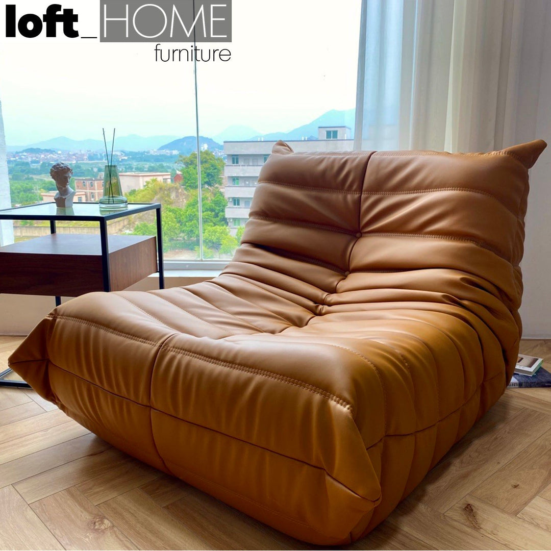 Scandinavian pu leather 1 seater sofa cater conceptual design.