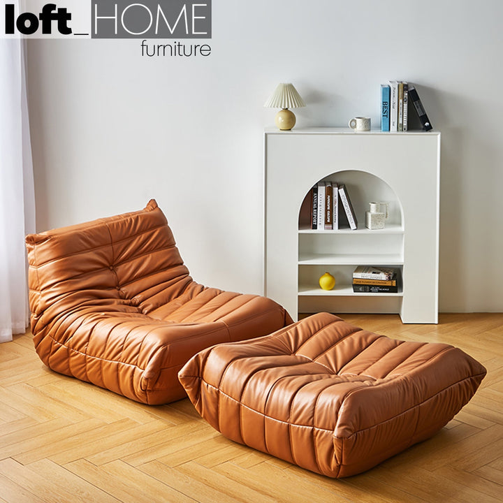 Scandinavian pu leather ottoman cater in real life style.