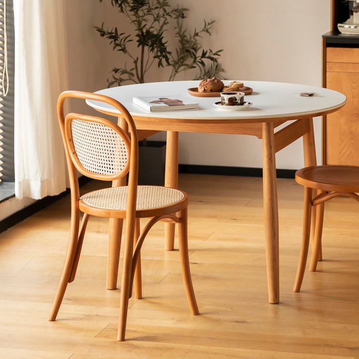 Scandinavian rattan dining chair german in panoramic view.