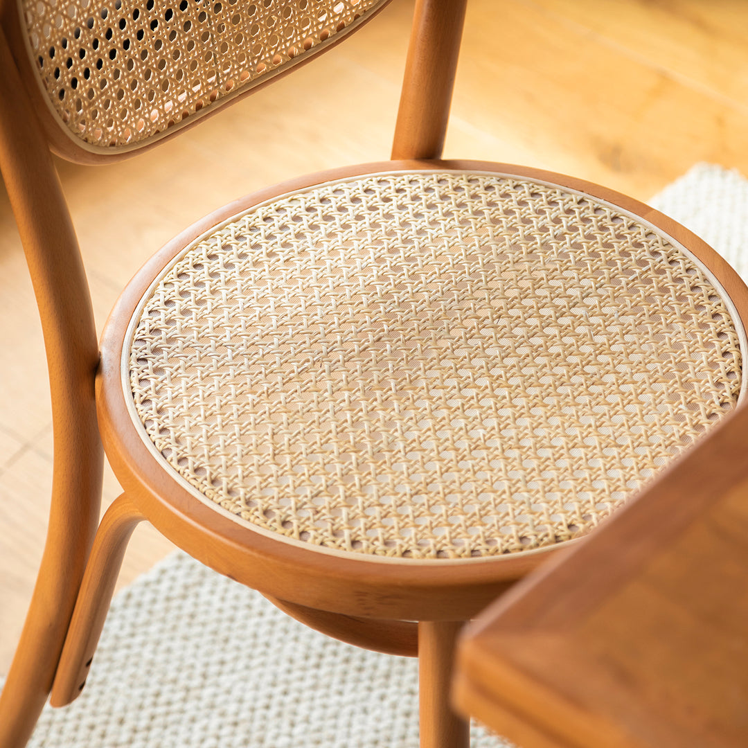 Scandinavian rattan dining chair german in details.