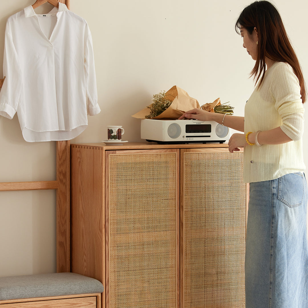 Scandinavian rattan oak wood shoe cabinet beri size charts.