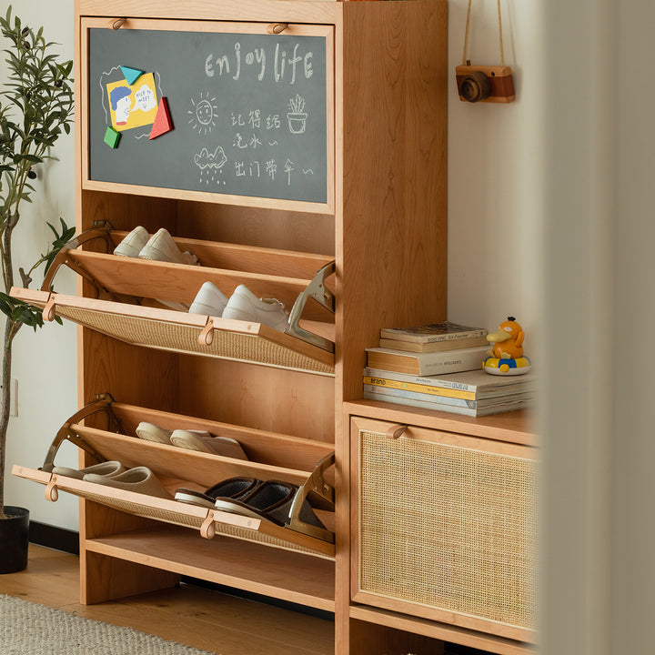 Scandinavian rattan shoe cabinet kangaroo primary product view.