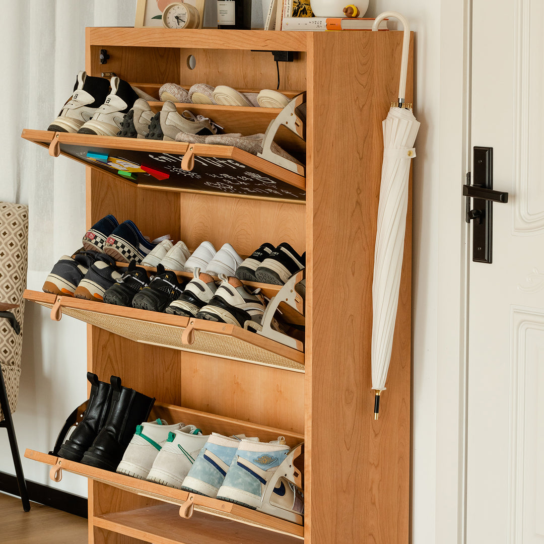 Scandinavian rattan shoe cabinet kangaroo in details.