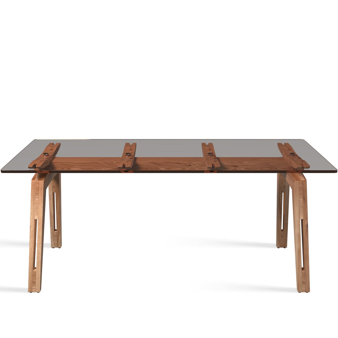 Scandinavian rosewood dining table panoram in white background.