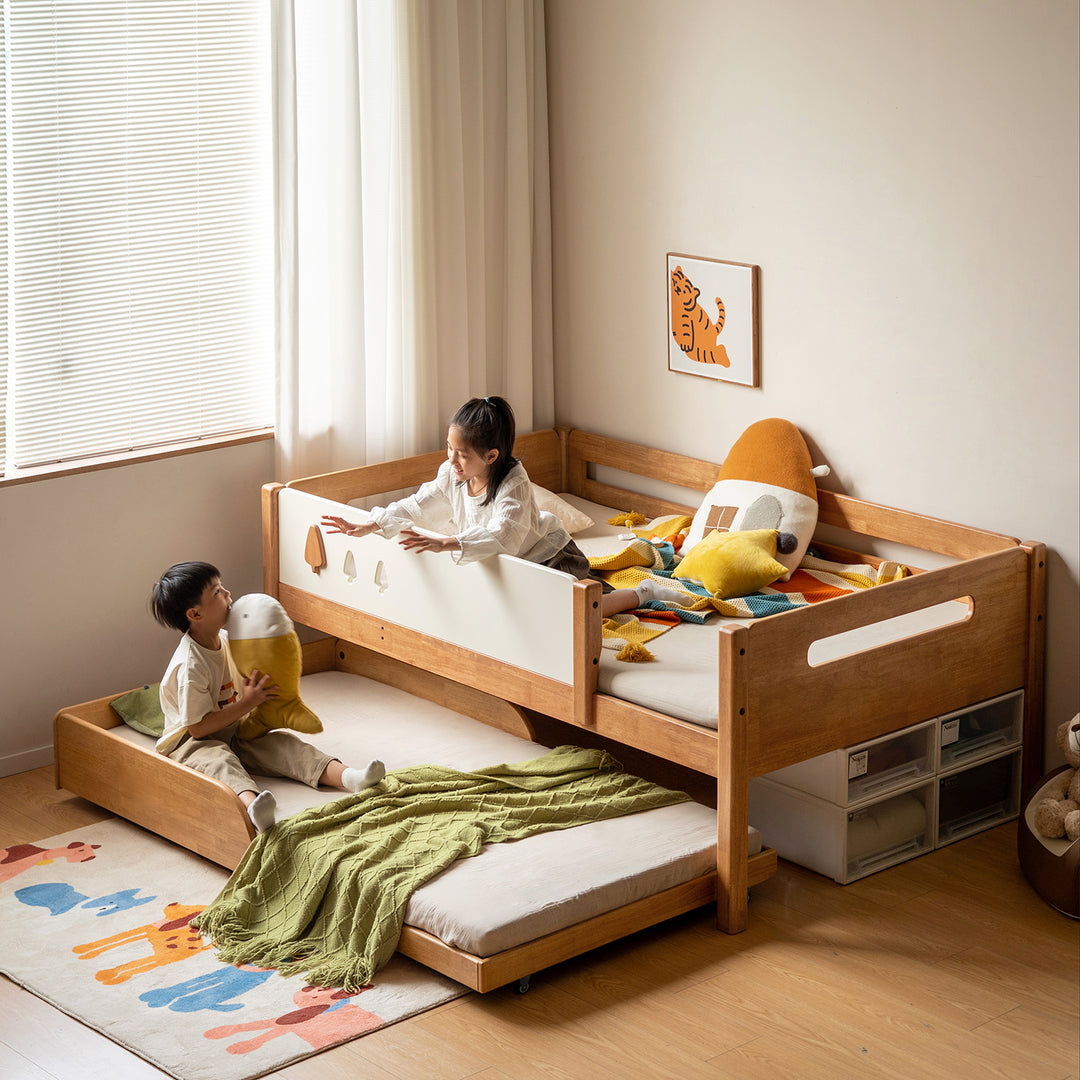 Scandinavian rubber wood kids bunk bed vireo primary product view.