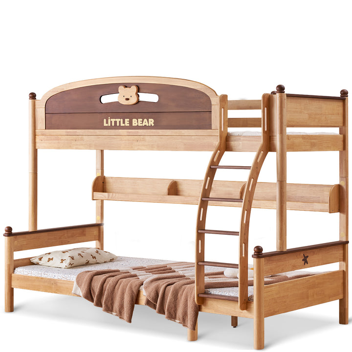 Scandinavian rubber wood kids bunk bed with bottom drawers and wall shelf little bear situational feels.