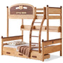 Scandinavian Rubber Wood Kids Bunk Bed With Bottom Drawers And Wall Shelf LITTLE BEAR