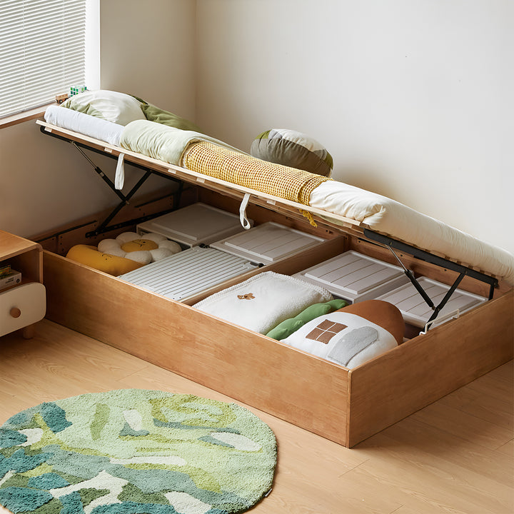 Scandinavian rubber wood kids storage bed mireo primary product view.