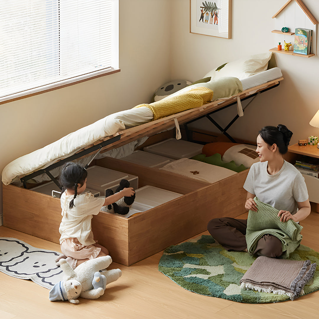 Scandinavian rubber wood kids storage bed mireo size charts.