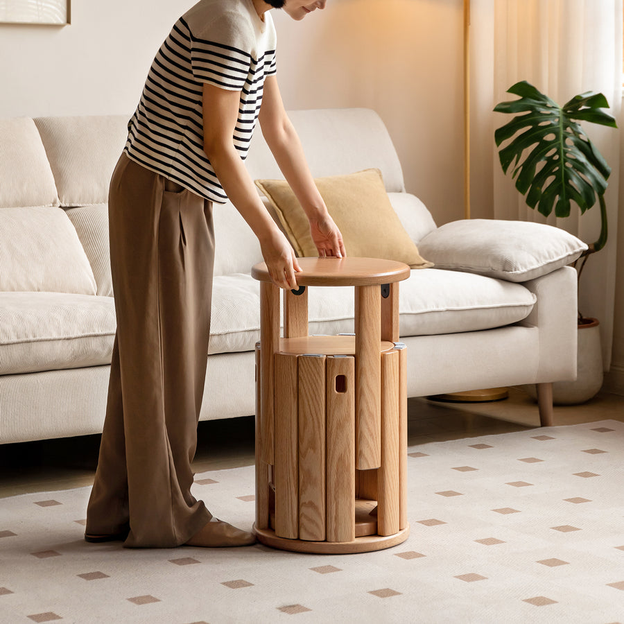 Scandinavian rubber wood stackable stool with wheels friday primary product view.